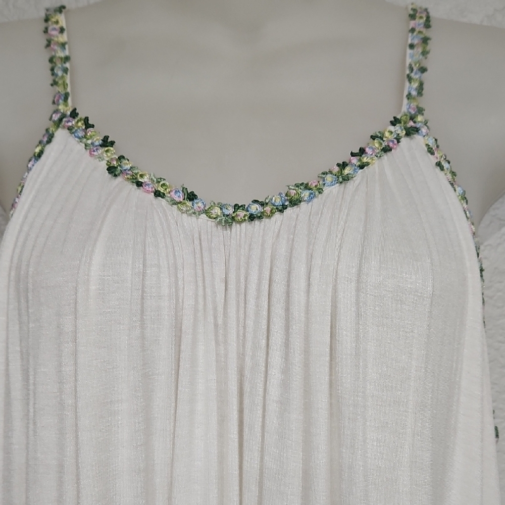 Open Gates | Women's Chic Ivory Embellished Straps Sleeveless Nightgown Sz L